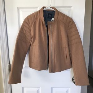 Gap Tan Wool Bomber Motorcycle biker Jacket Blazer